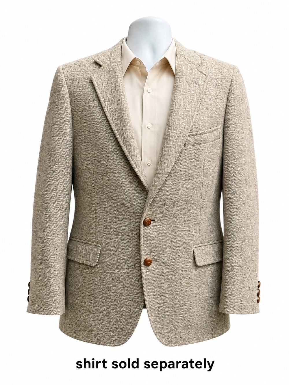 Chaps Beige Tan Herringbone Sport Coat Blazer